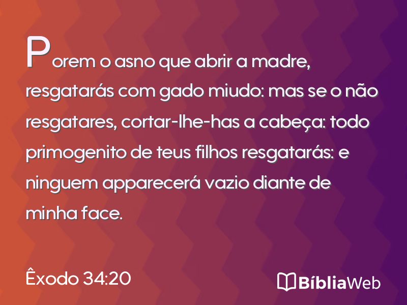 Êxodo 34:20 em imagem para compartilhar