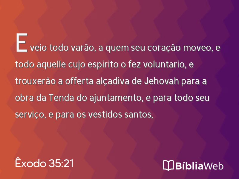 Êxodo 35:21 em imagem para compartilhar