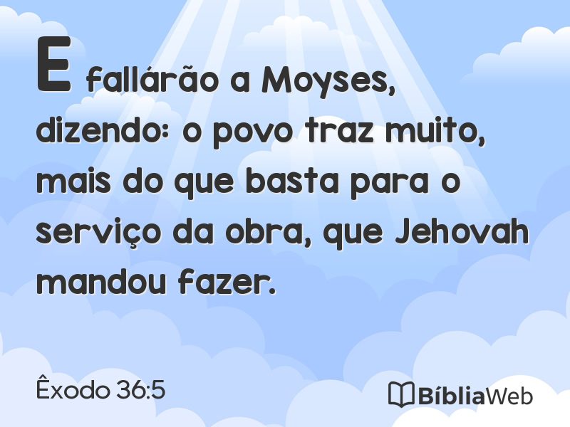 Êxodo 36:5 em imagem para compartilhar