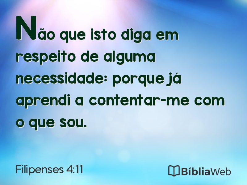 Filipenses 4:11 em imagem para compartilhar
