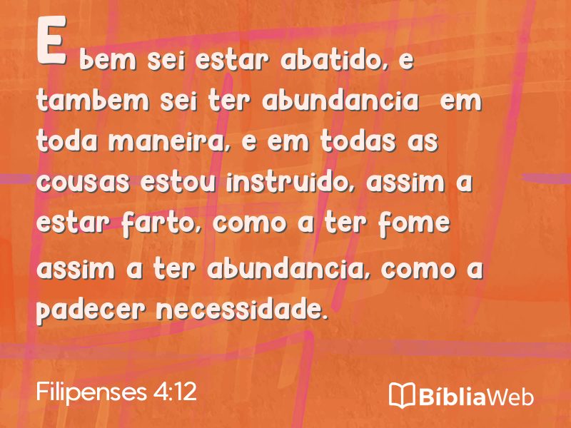 Filipenses 4:12 em imagem para compartilhar