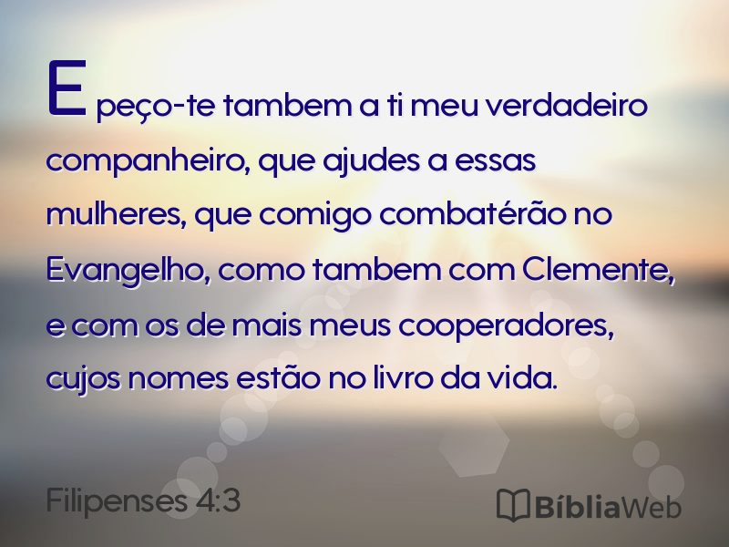 Filipenses 4:3 em imagem para compartilhar