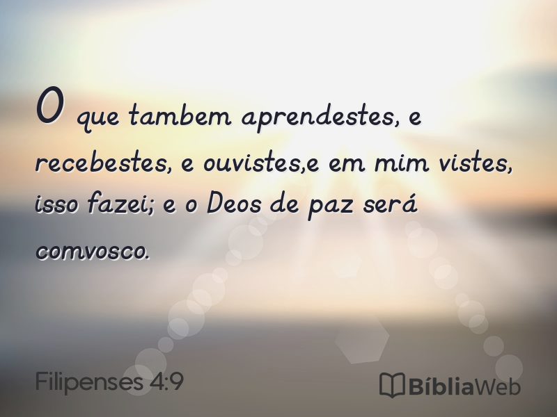 Filipenses 4:9 em imagem para compartilhar