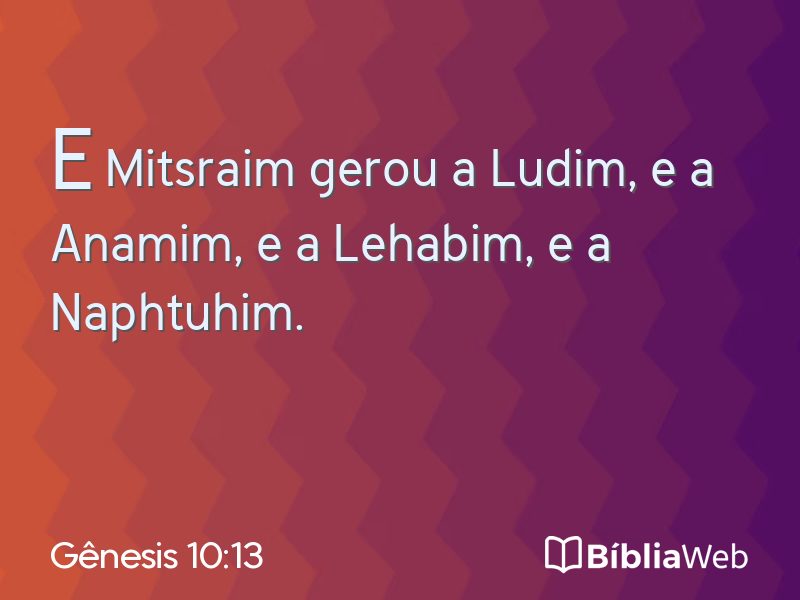Gênesis 10:13 em imagem para compartilhar