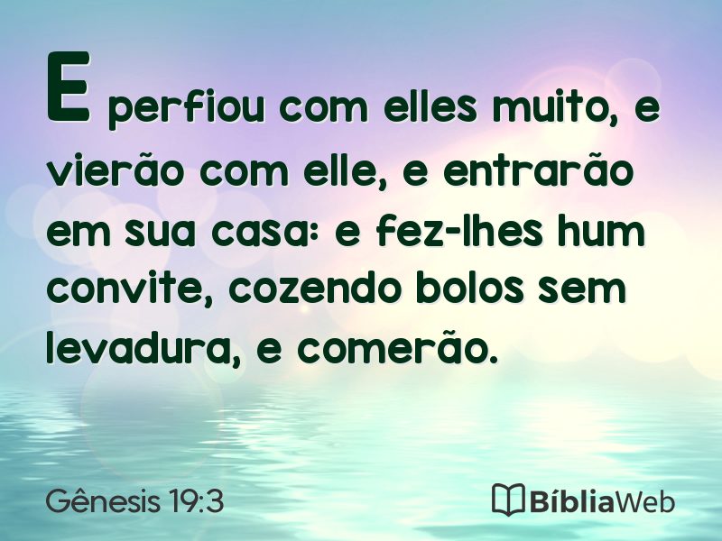 Gênesis 19:3 em imagem para compartilhar