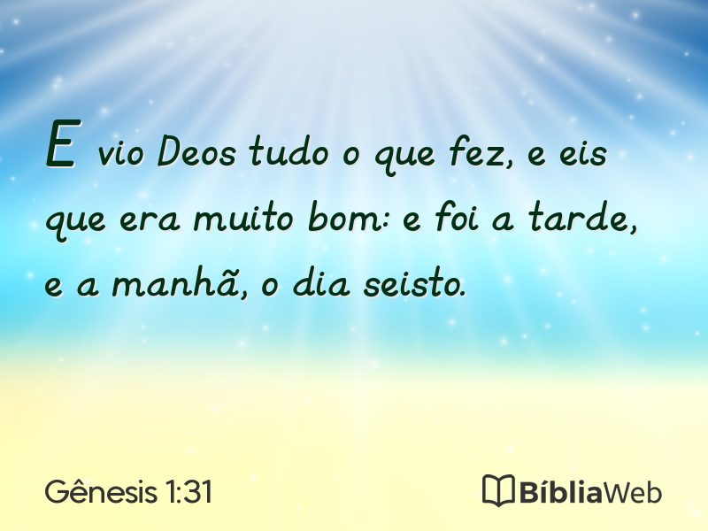 Gênesis 1:31 em imagem para compartilhar