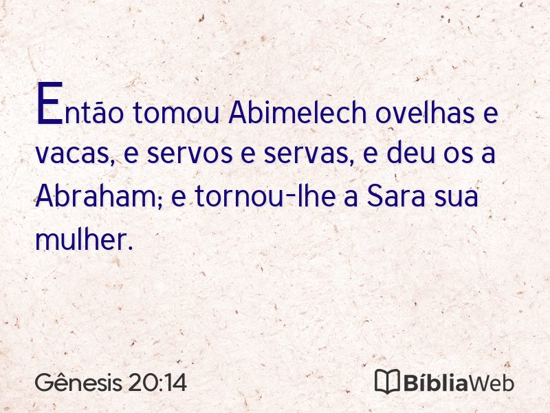 Gênesis 20:14 em imagem para compartilhar