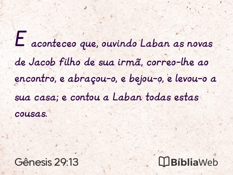 Gênesis 29:13 em imagem para compartilhar