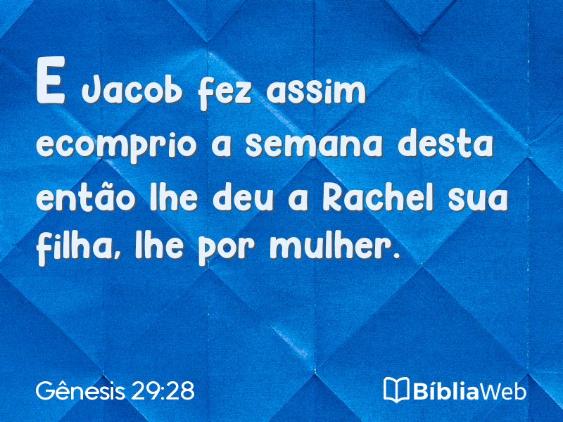 Gênesis 29:28 em imagem para compartilhar
