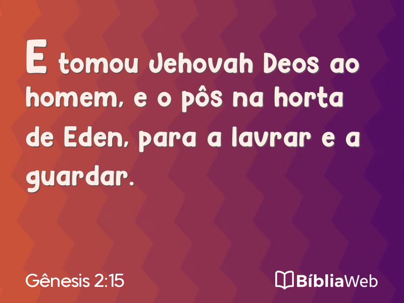Gênesis 2:15 em imagem para compartilhar