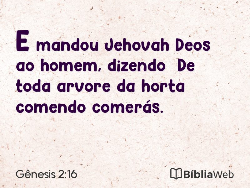 Gênesis 2:16 em imagem para compartilhar