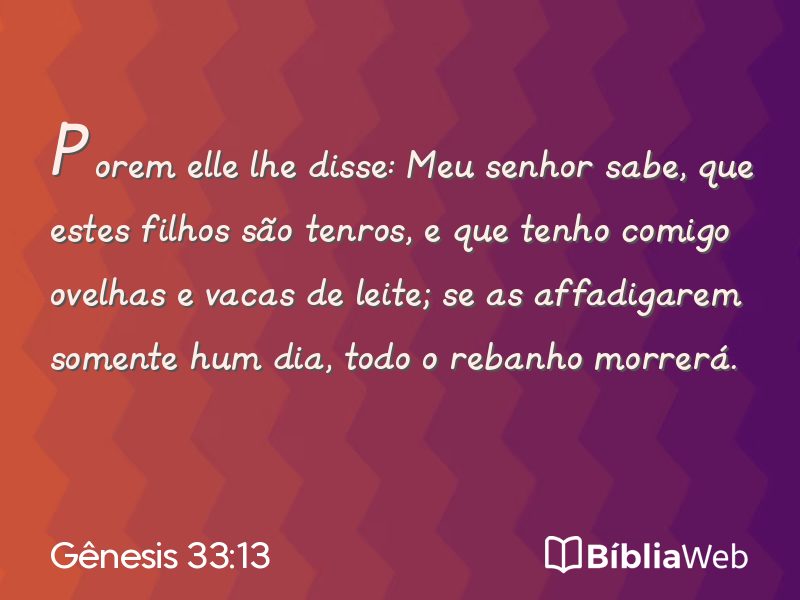 Gênesis 33:13 em imagem para compartilhar