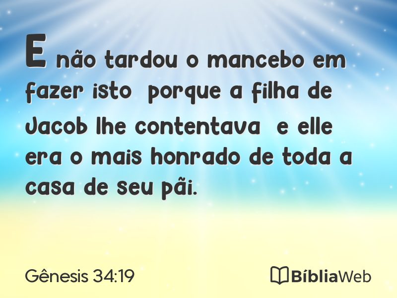 Gênesis 34:19 em imagem para compartilhar