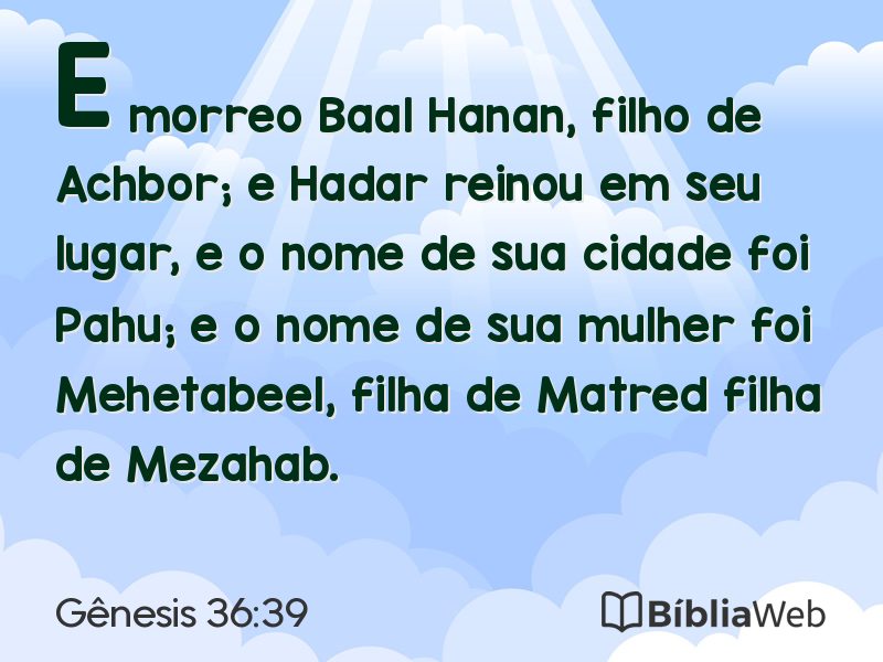 Gênesis 36:39 em imagem para compartilhar