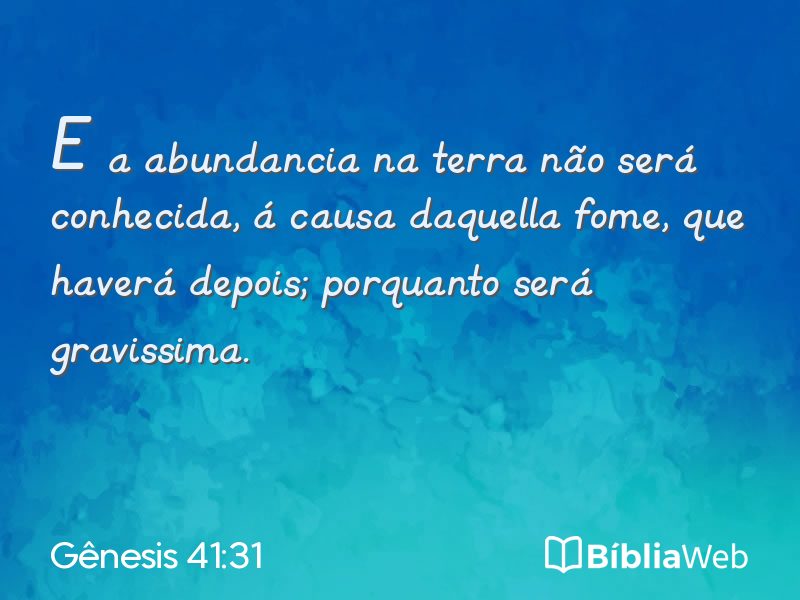 Gênesis 41:31 em imagem para compartilhar