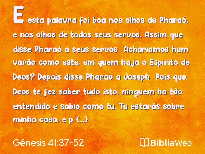 Gênesis 41:37-52 em imagem para compartilhar