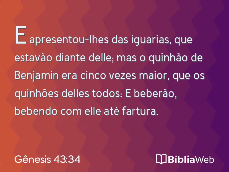 Gênesis 43:34 em imagem para compartilhar
