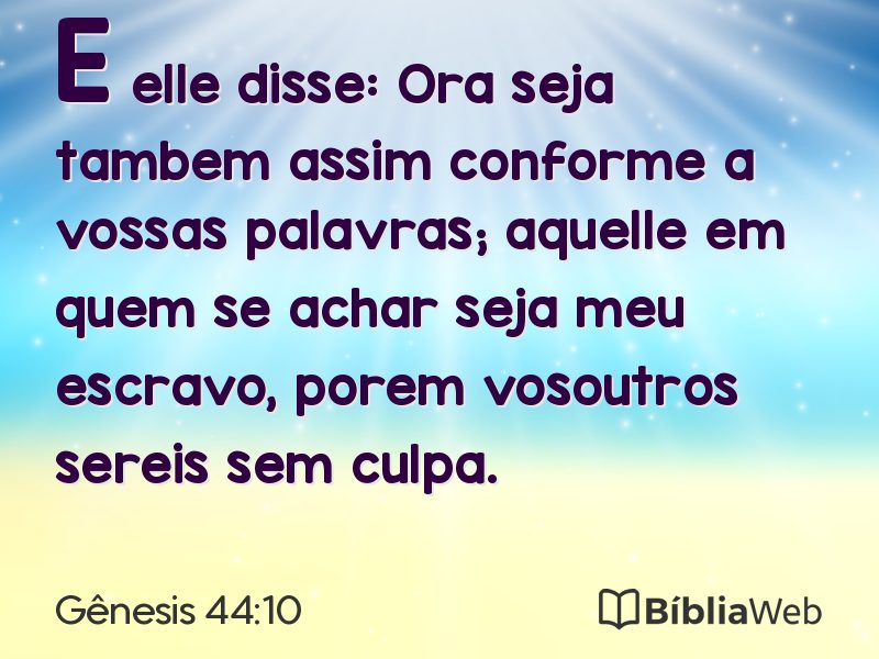 Gênesis 44:10 em imagem para compartilhar