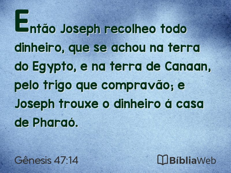 Gênesis 47:14 em imagem para compartilhar