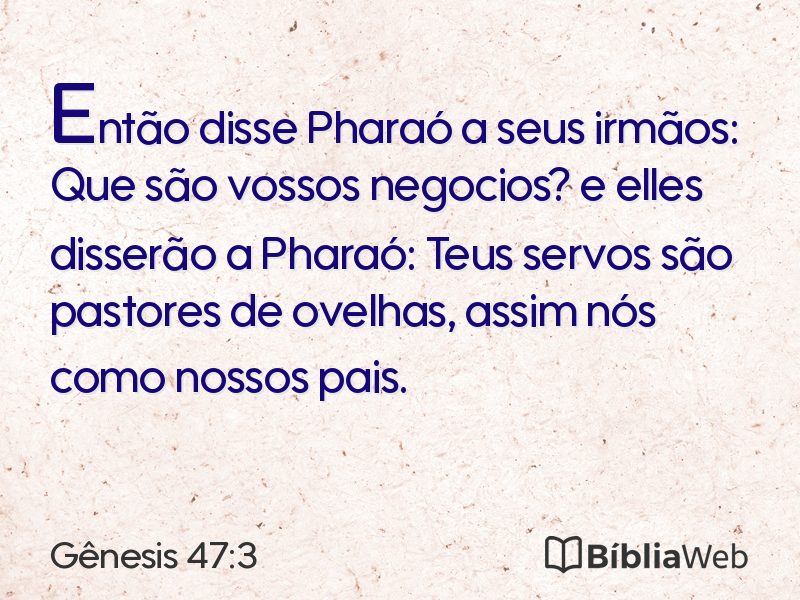 Gênesis 47:3 em imagem para compartilhar