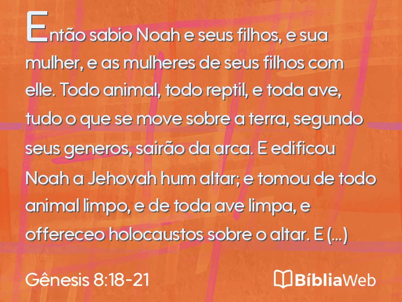 Gênesis 8:18-21 em imagem para compartilhar