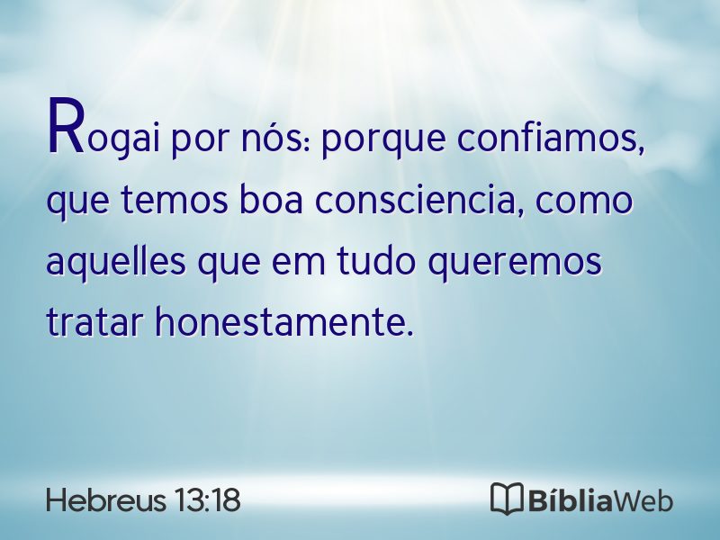 Hebreus 13:18 em imagem para compartilhar