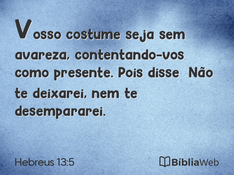 Hebreus 13:5 em imagem para compartilhar