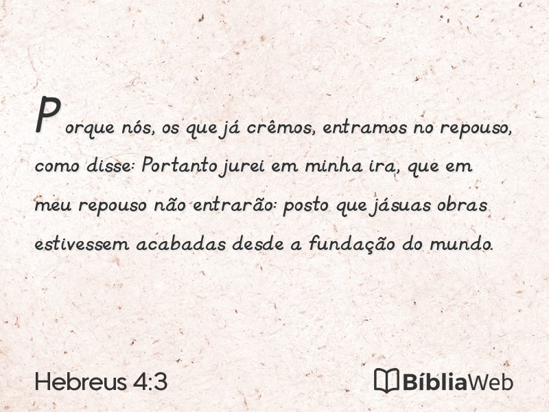 Hebreus 4:3 em imagem para compartilhar