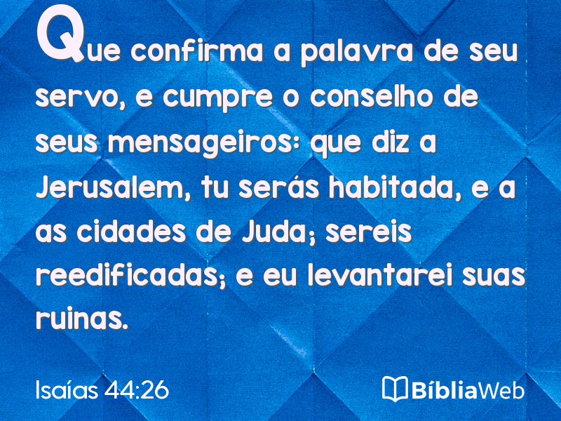 Isaías 44:26 em imagem para compartilhar