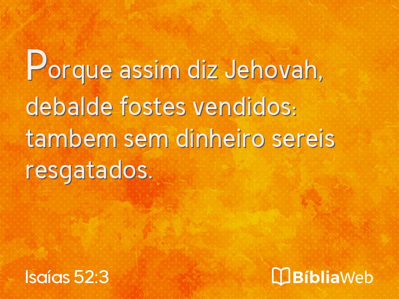 Isaías 52:3 em imagem para compartilhar