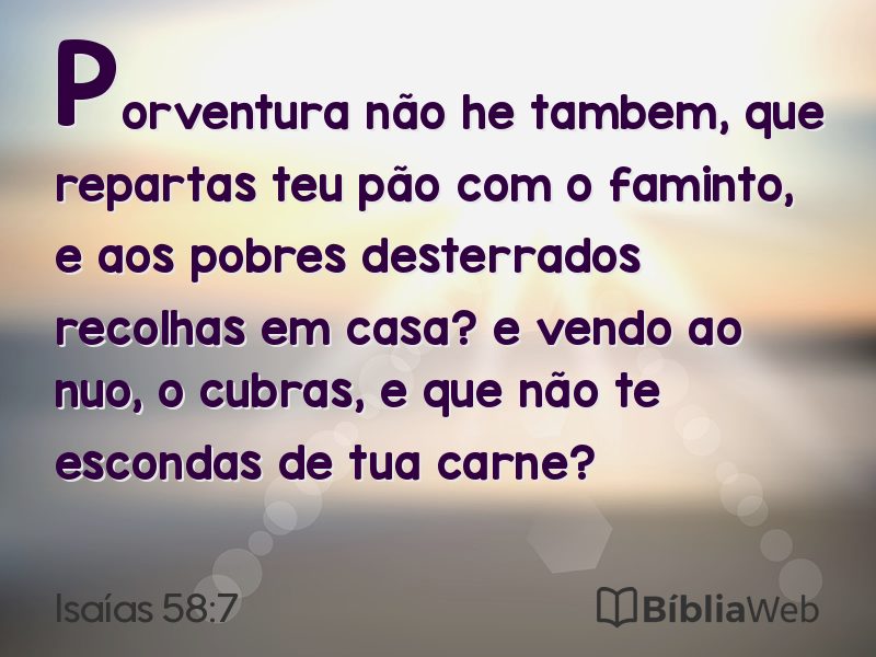 Isaías 58:7 em imagem para compartilhar