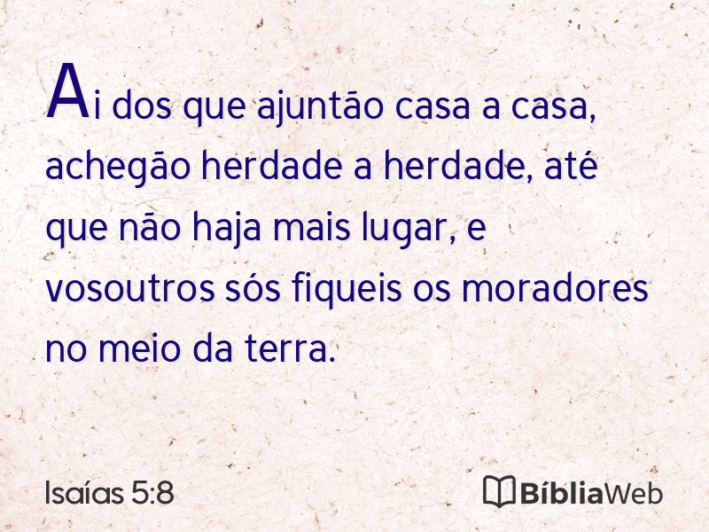 Isaías 5:8 em imagem para compartilhar