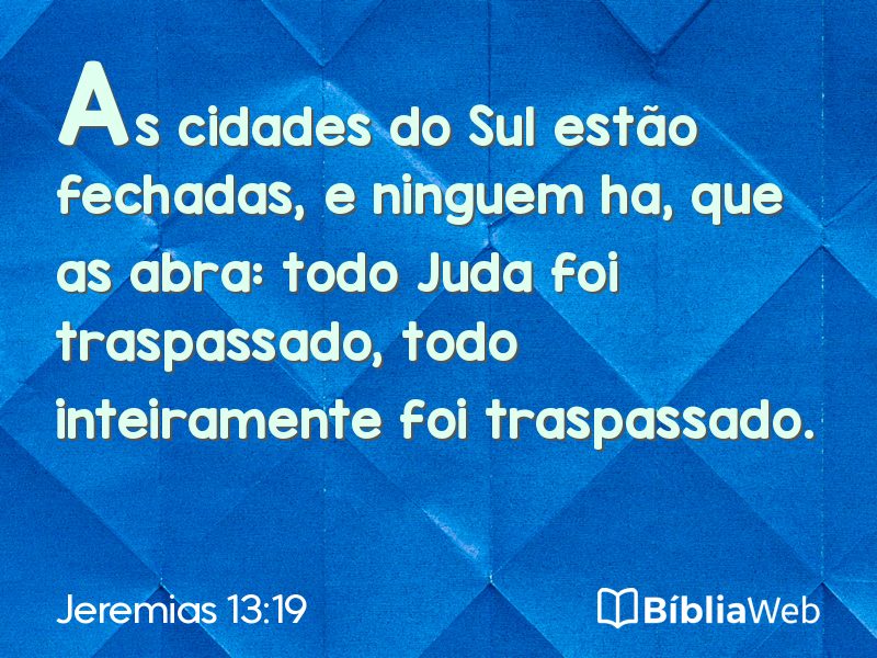 Jeremias 13:19 em imagem para compartilhar
