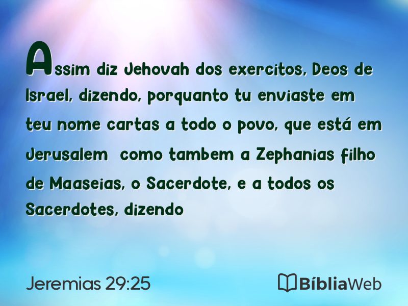 Jeremias 29:25 em imagem para compartilhar
