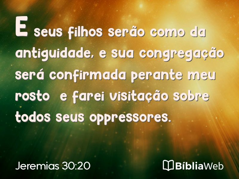 Jeremias 30:20 em imagem para compartilhar