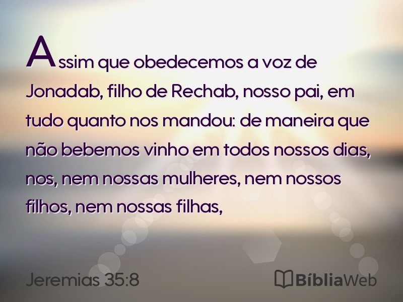 Jeremias 35:8 em imagem para compartilhar