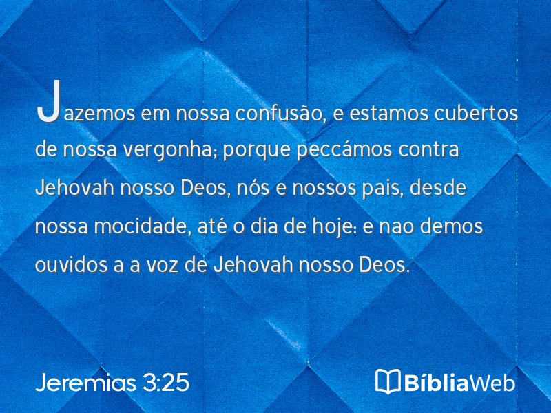Jeremias 3:25 em imagem para compartilhar