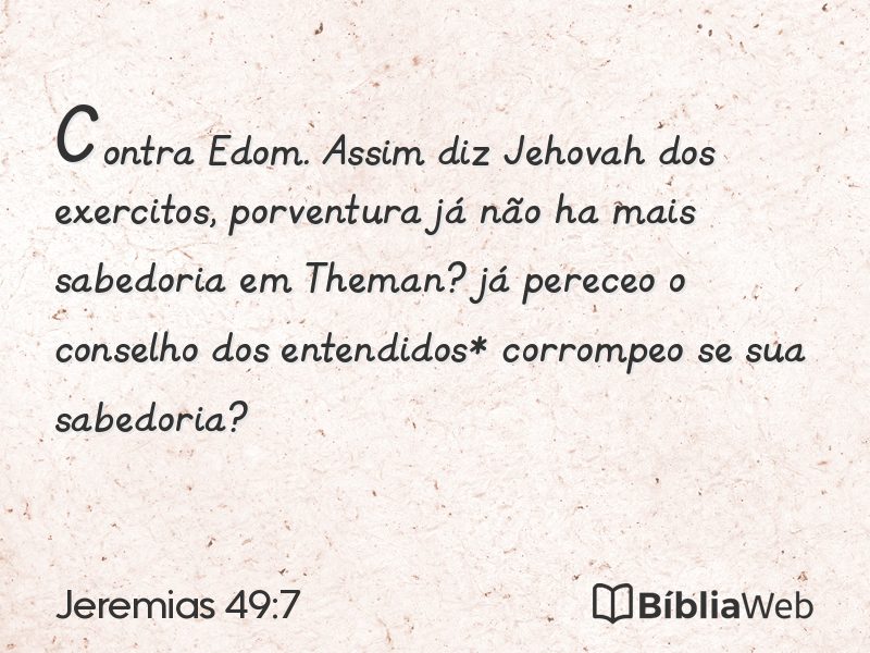 Jeremias 49:7 em imagem para compartilhar