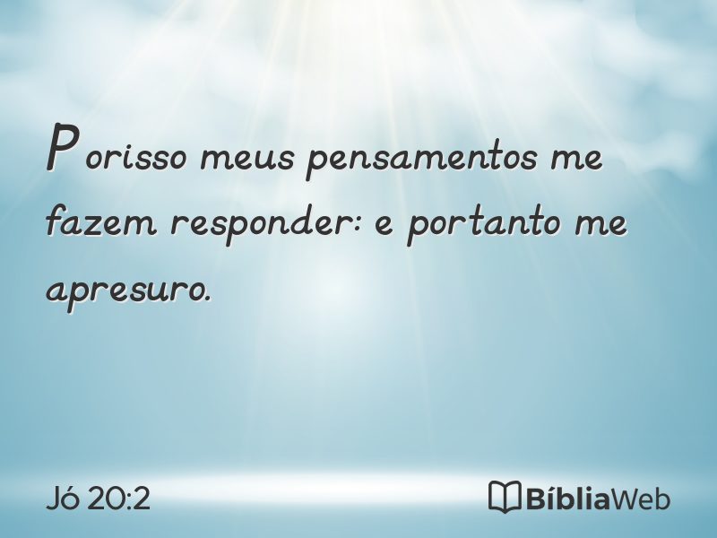 Jó 20:2 em imagem para compartilhar