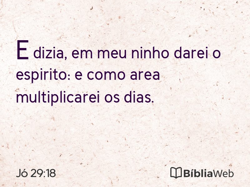 Jó 29:18 em imagem para compartilhar