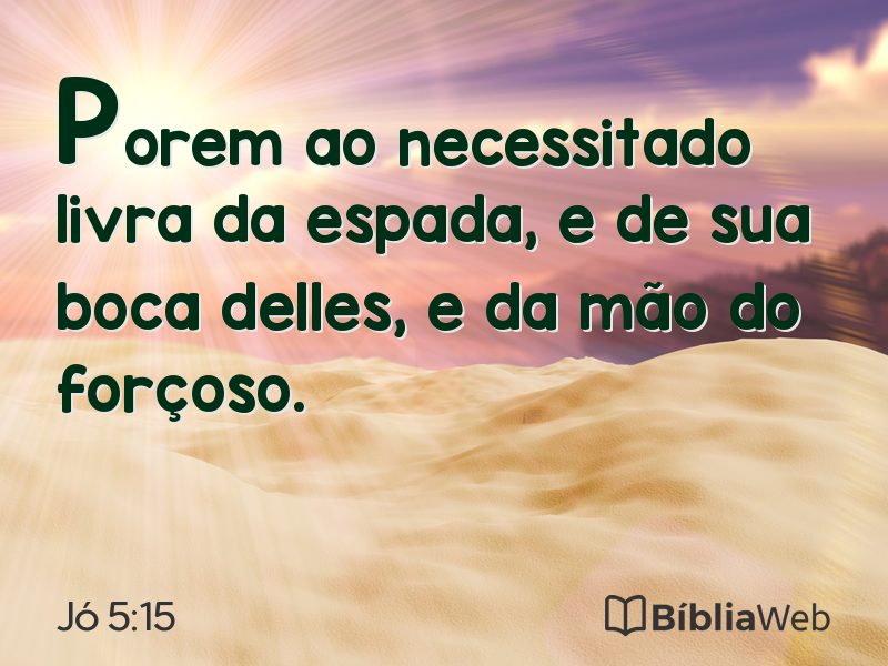 Jó 5:15 em imagem para compartilhar