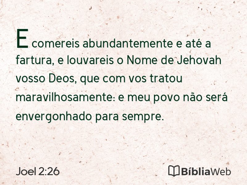 Joel 2:26 em imagem para compartilhar