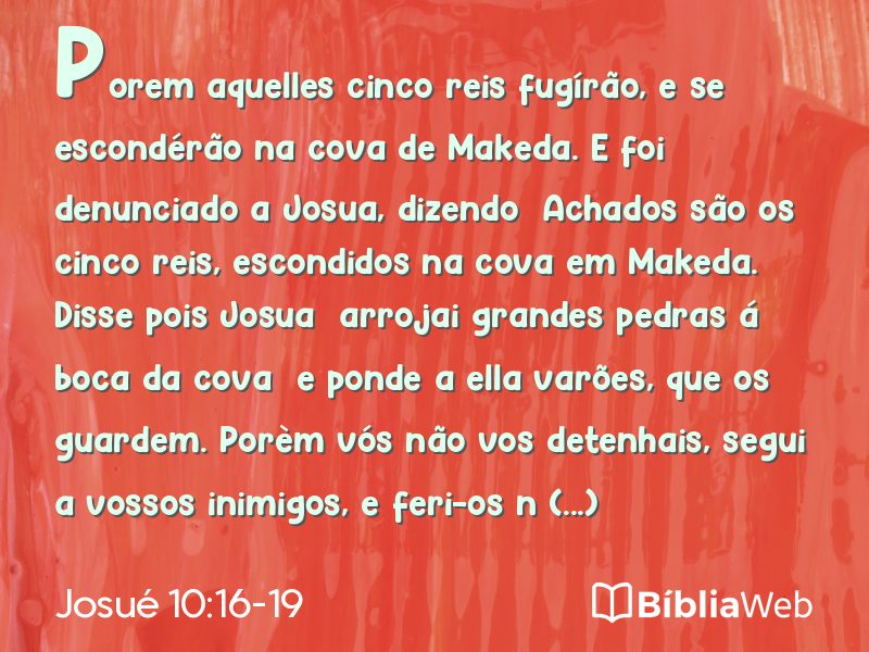 Josué 10:16-19 em imagem para compartilhar