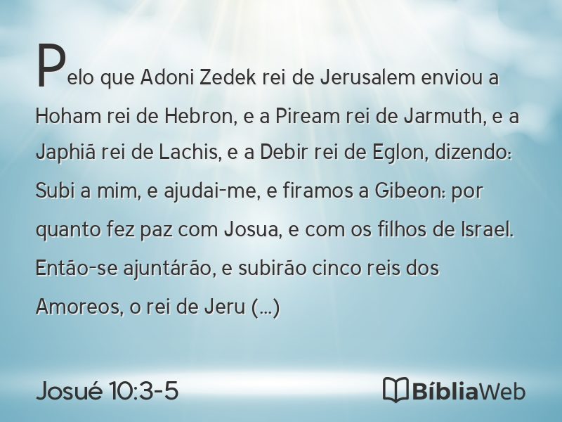 Josué 10:3-5 em imagem para compartilhar