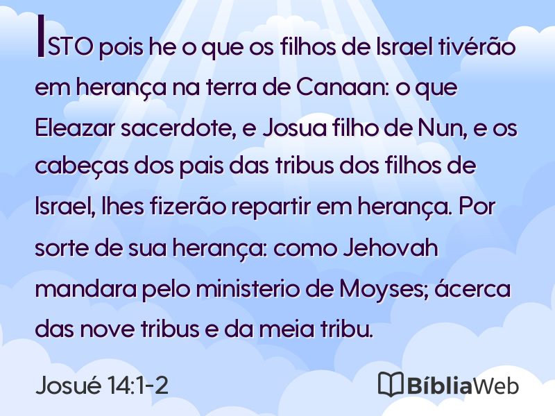 Josué 14:1-2 em imagem para compartilhar