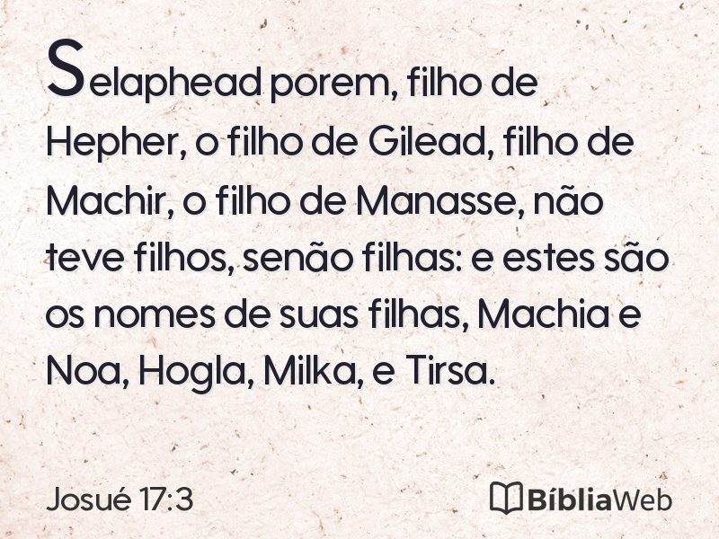 Josué 17:3 em imagem para compartilhar