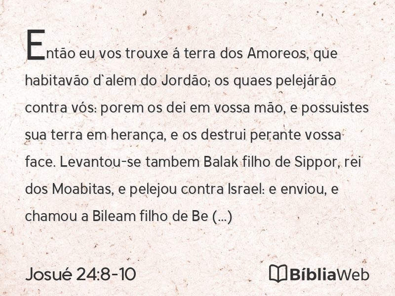 Josué 24:8-10 em imagem para compartilhar
