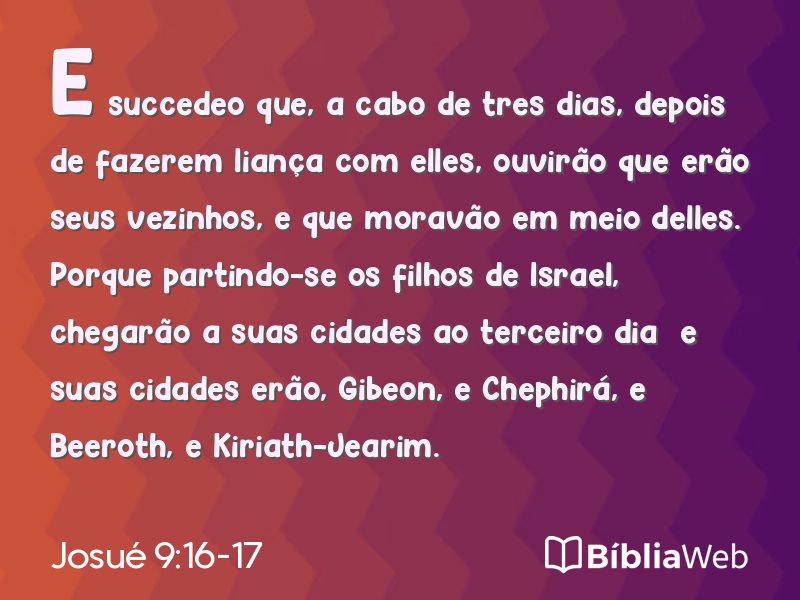 Josué 9:16-17 em imagem para compartilhar