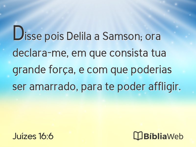 Juízes 16:6 em imagem para compartilhar