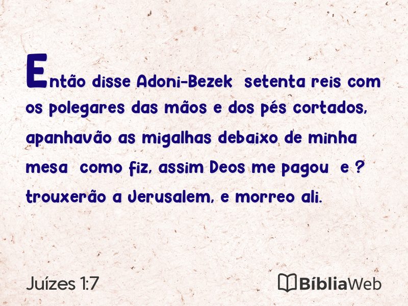 Juízes 1:7 em imagem para compartilhar